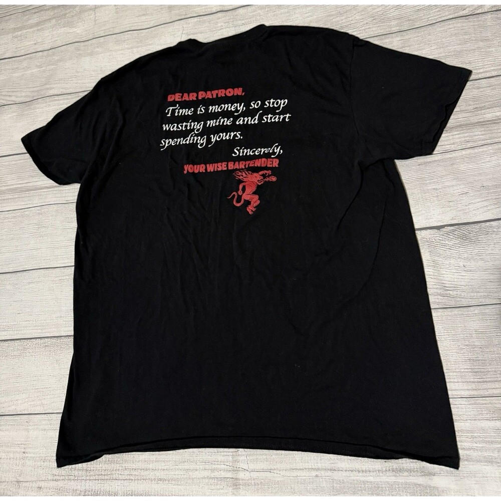 Fireball Whiskey Dear Patron Shirt Size XL Black Bartender Tee Work Wear